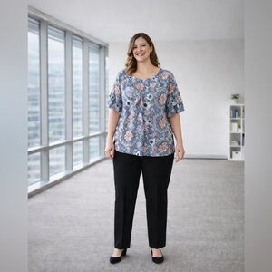 LOFT outlet Floral Flutter Sleeve Blouse Size Large Boho Lightweight Top